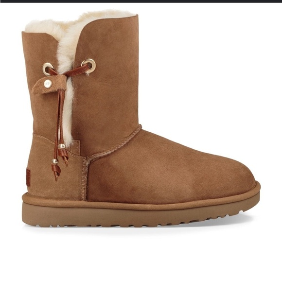 Ugg Australia MAIA leather drawstring metal beads suede boot Size 10 - Picture 2 of 14